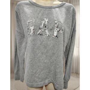 GAP Women's Silver Sequin Sweater Sz L / Large - Long sleeve